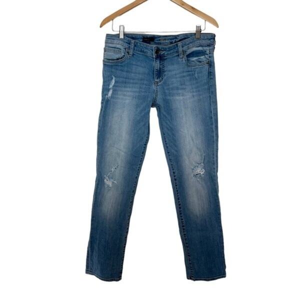 Kut From The Kloth Boyfriend Jean Sz 8 Women’s Distressed Midrise Medium Blue - Picture 1 of 11